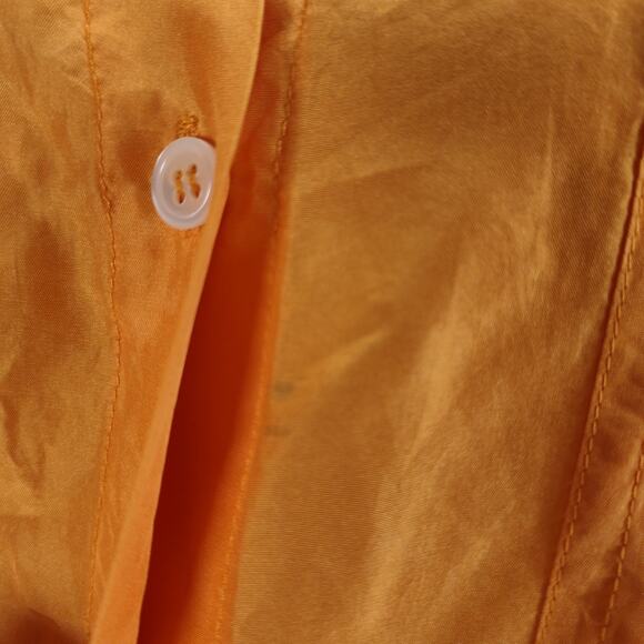 Vintage 80s Basic Issue Silk Shirt Pumpkin Orange Oversized Button Up Blouse - Picture 7 of 12